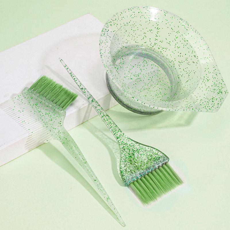 3pcs Hair Coloring Brush Set Shiny Crystal Bowl Brush Easy Clean Mixing Bowl Salon Tinting Brush Hairdressing DIY Accessories