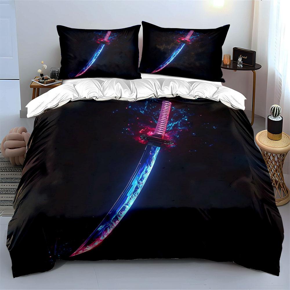 Glowing Katana with Sparks. Bedding Sets Duvet Cover Sets Duvet Covers Pillowcases(1 * Duvet Cover 2 * Pillowcases Without Duvet Insert)