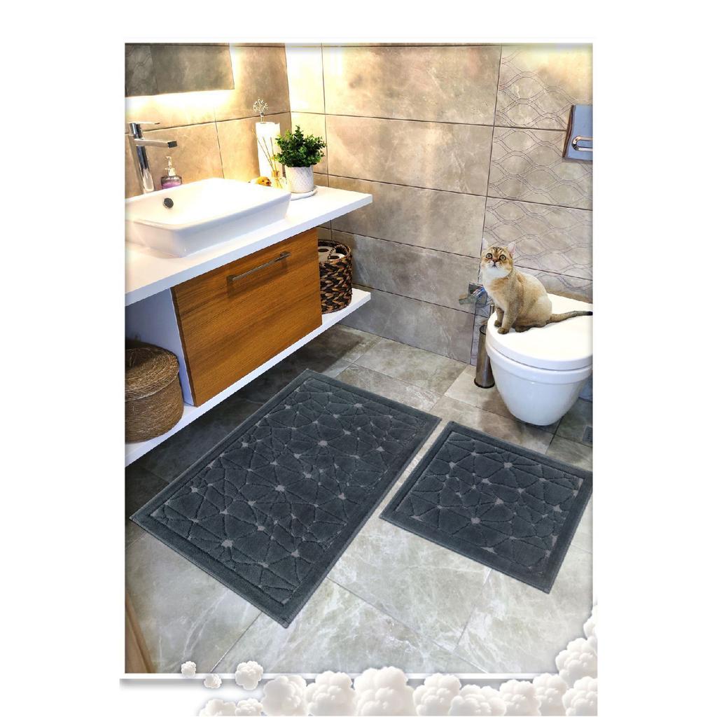 100% Cotton Woven Bath Mat Set, Bath Rug Glass Set Of 2 60x100 - 60x50