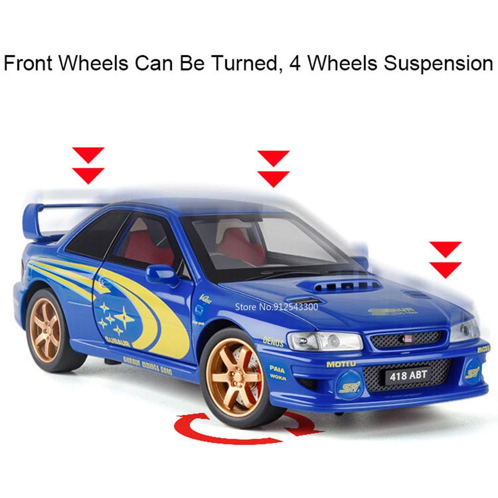 1:32 Scale Subaru Impreza STI Alloy Car Toy Model Doors Opened Shock Absorption Vehicle Models Sound Light Gifts for Children