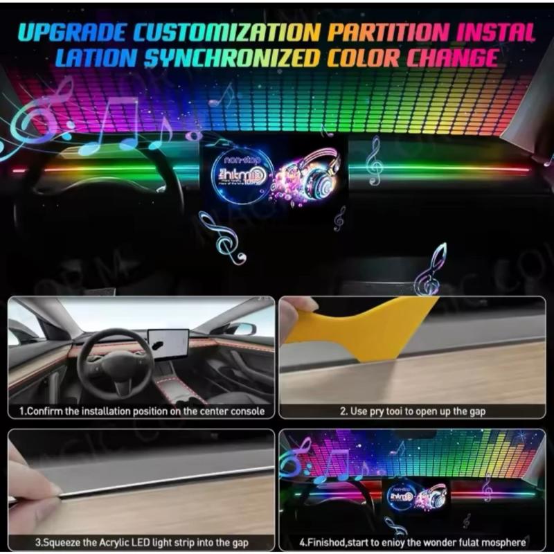 Universal Car Ambient Lights LED Interior RGB Symphony Atmosphere Lamp USB APP & Remote Control Acrylic Strip Light