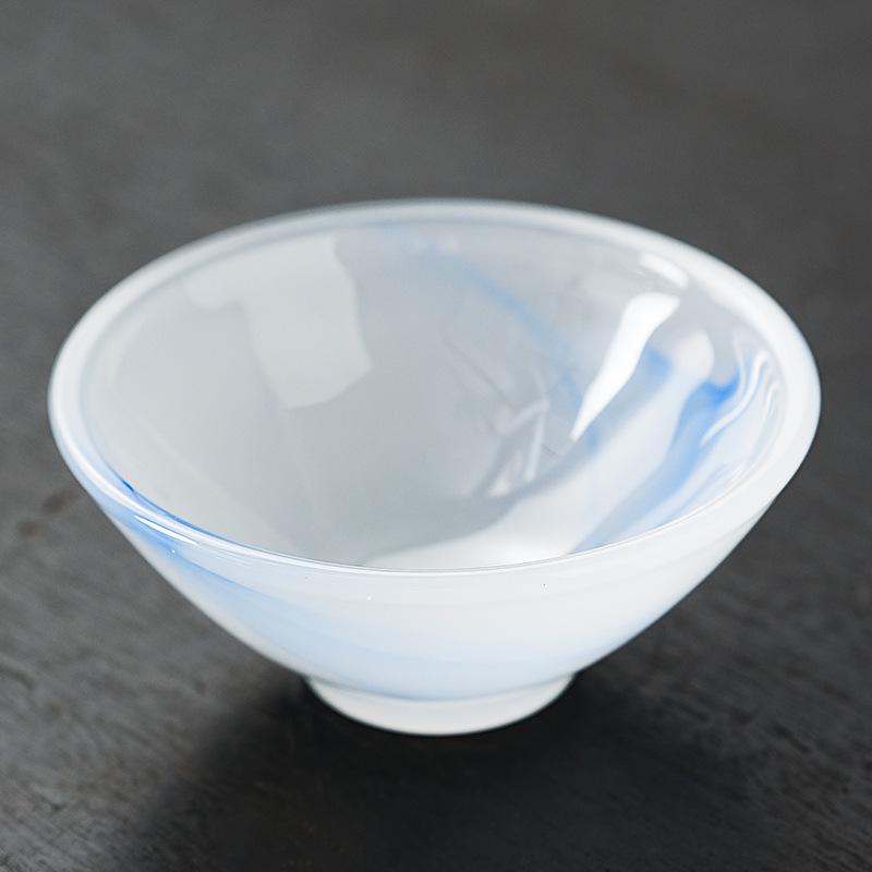 Chinese Glazed Hat Teacup Master Cup Home Office White Jade Tea Cup Jade Porcelain Kung Fu Tea Set