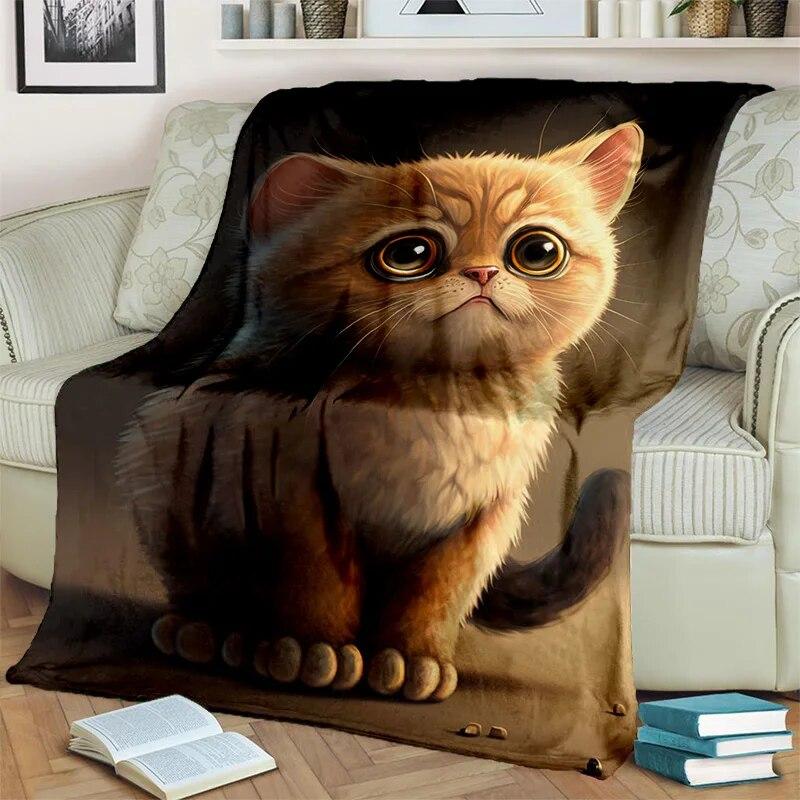 Roztomilá kočka kaliko, kočka Garfield, perská kočka, kreslená deka Ragdoll, měkká deka pro domácí ložnici přikrývka na pohovku pro děti