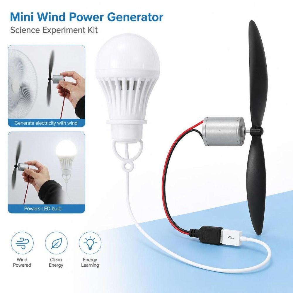 USB Light Bulb Power Energy Generator Educational Wind Generator Kit Science Experiment