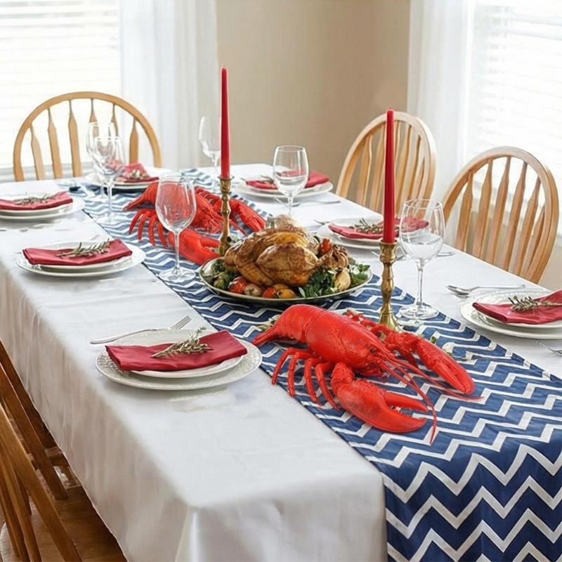 Pack de 2 Langostas Rojas Realistas Decoraciones Accesorio de Fiesta Para Fiestas Temáticas Oceánicas y Centros de Mesa