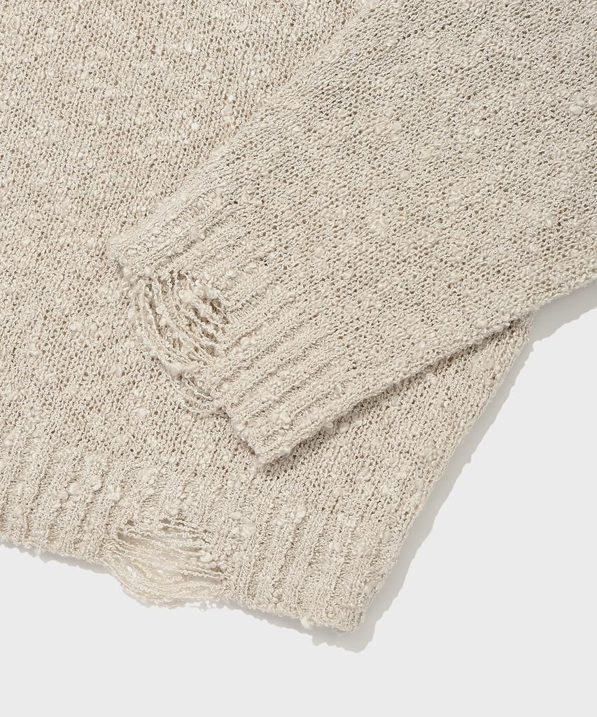 SAINTPAIN Sp Cross Damaged Knit Zip-Up Ivory