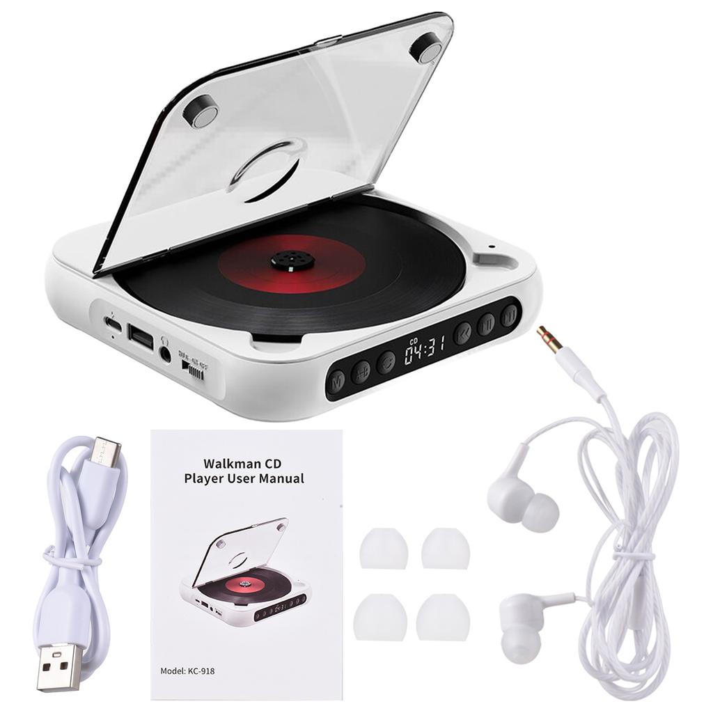 D Player Portable BT Music Player CD Runner with Dust Proof Cover A-B Repeat Timer Remote Control External Playback Function