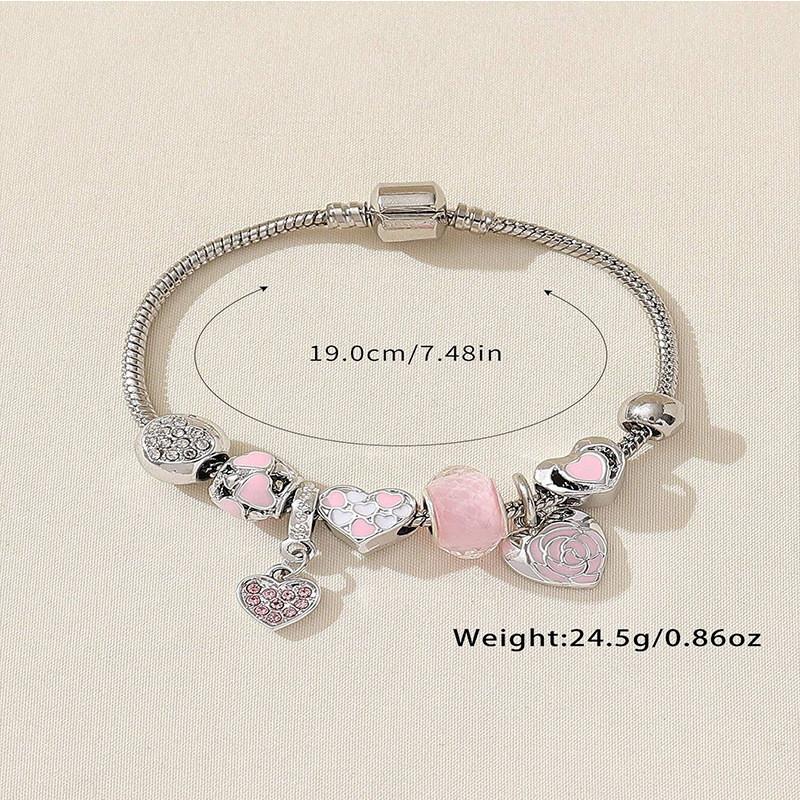 Diy Heart Charm Bracelet With Alloy Pendant For Women And Men