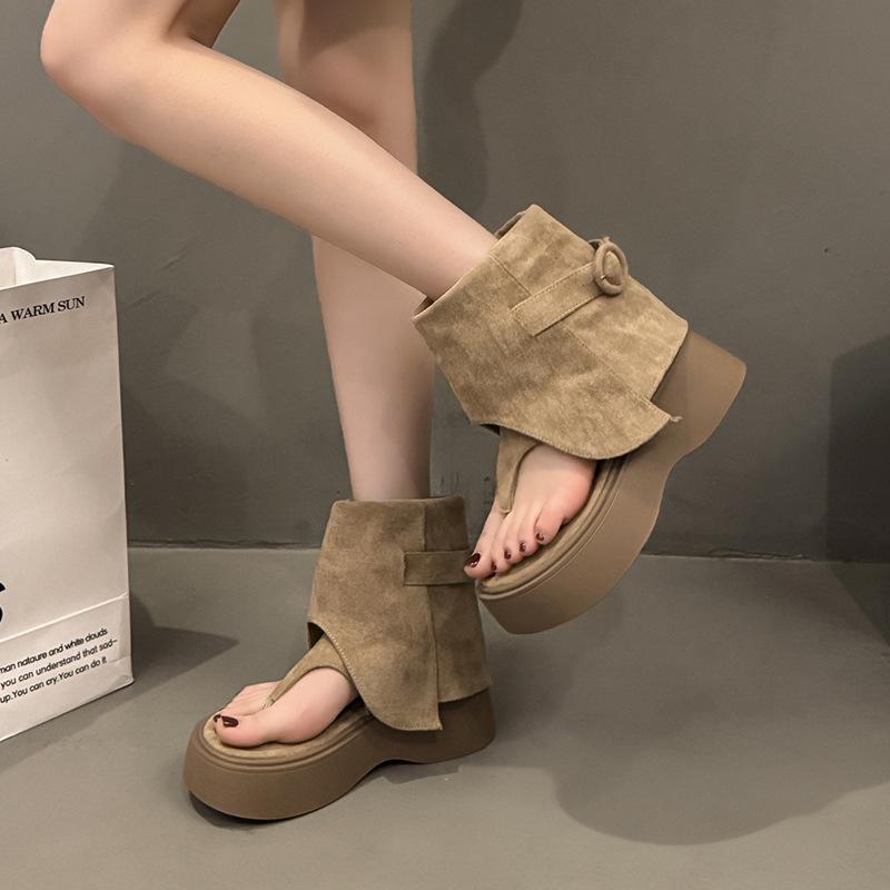

2025 summer new boots women s toe cool boots women s heap boots thick-soled heightening western cowboy boots short boots 40 хакі