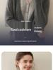 2025 Fall/Winter Women's Color Block V-Neck Cashmere Faux Two-Piece Cardigan
