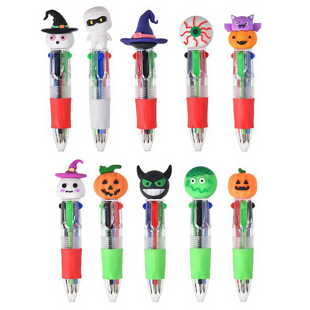 Halloween Themed Ballpoint Pens Bulk Cute Press Type Color Pen Mini Pen Smooth Writing for Halloween Gifts Back-To-School Gifts