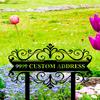 Custom Metal Address Sign Black Street Number Plate Ornate Scroll Yard Decoration