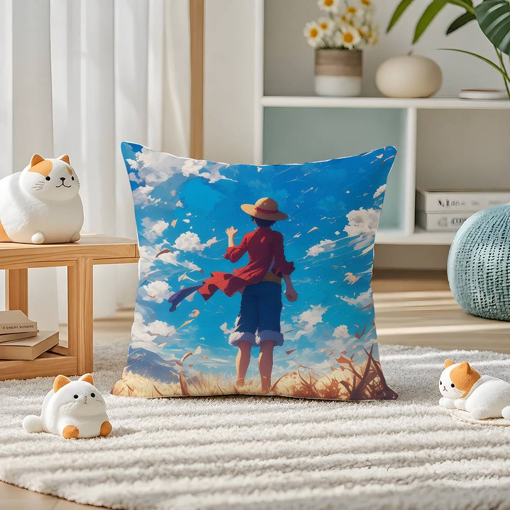 One Piece Jinbe Helmsman Anime Plush Pillow Cover Soft Short Plush Cushion Cover For Sofa Bedroom Home Decor Gift Decoration