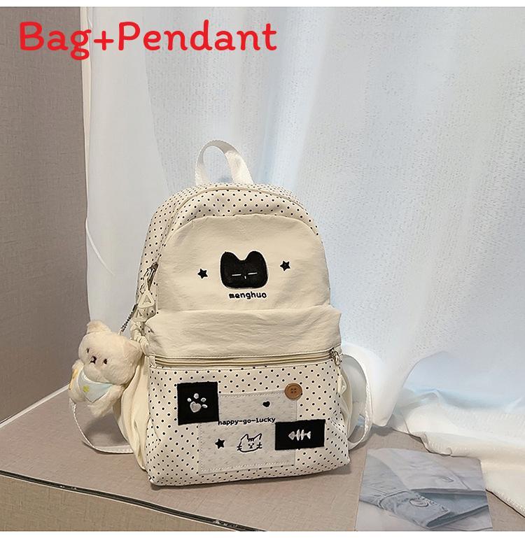 Süßer Katzen-Punkt-Rucksack Für High-School-Mädchen Nylon-Schultasche