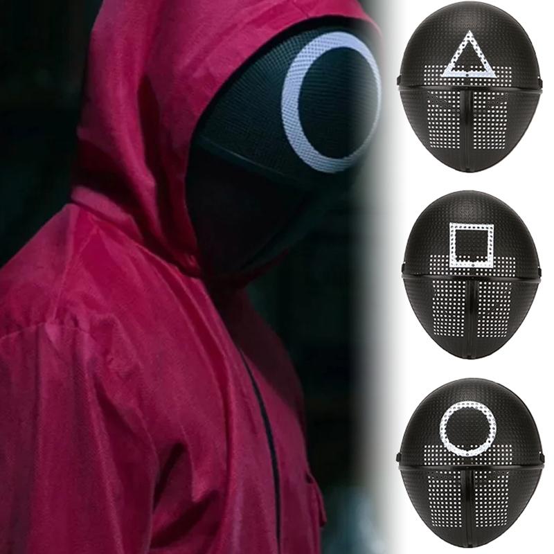Calamari Game Cosplay Maska Rekwizyty Boss Kwadrat Koło Trójkąt Wzór Pełna Twarz Maski Imprezowe Role Play Klasyczny Kostium