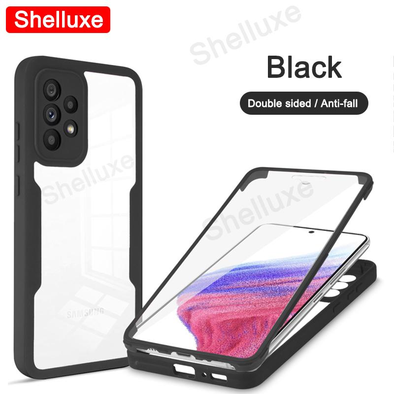 

Прозрачный чехол Shelluxe на 360 градусов для всего корпуса (передняя + задняя часть) для Samsung Galaxy A72 A52 A52S A32 A22 A73 A53 A33 A13, силиконовая двусторонняя крышка For Galaxy A33 5G чёрный