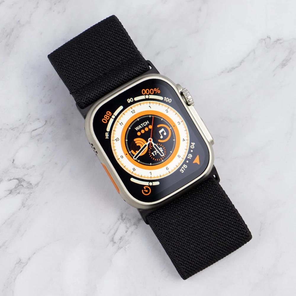 Nylon Elastic Strap For Apple watch Ultra 2 49mm Wide Braided Loop Adjustable Band iWatch 9 8 7 6 5 4 SE 45mm 41mm 44mm 40mm