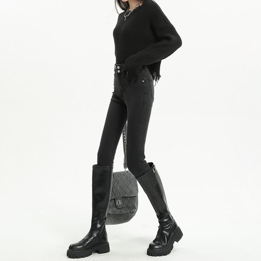 Korean Skinny Small-footed Jeans Women's New Spring and Autumn Slim-fitting and Thin Versatile Small Pencil Pants Trendy