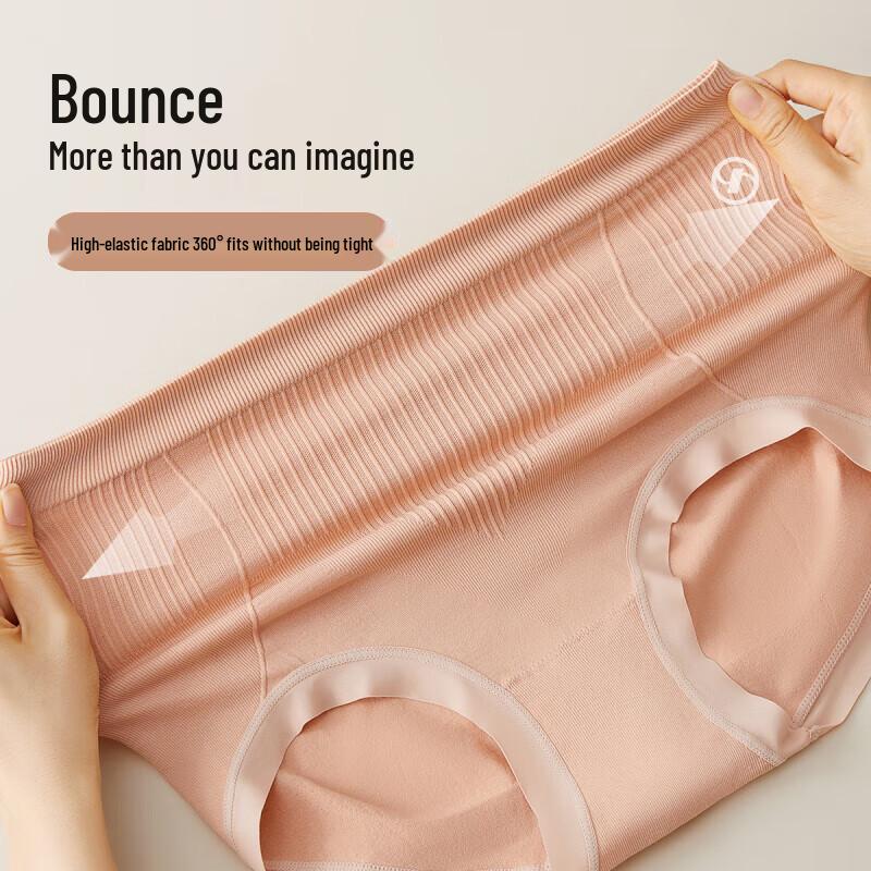 Lingsa Women's High-Waist Seamless Briefs with Silk Crotch (4-Pack)