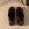 Vintage Mary Shoes 2026 Spring/Spring New Edition Wine Red with Square Head Thick Heel French Single Shoes