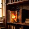 Relaxed Reading Light for Den Hanging Magic Owl Bird Deer Bookend Lamp, Gothic Metal Bookshelf Light, Portable Cordless Ghost Vintage Library
