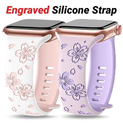 Weiches Silikon-Loop-Armband für Apple Watch Ultra2 49 mm 41 mm 42 mm 44 mm 45 mm 40 mm 38 mm Armband für Iwatch Serie 6 5 4 Se 7 8 9 Armband mit Blumengravur