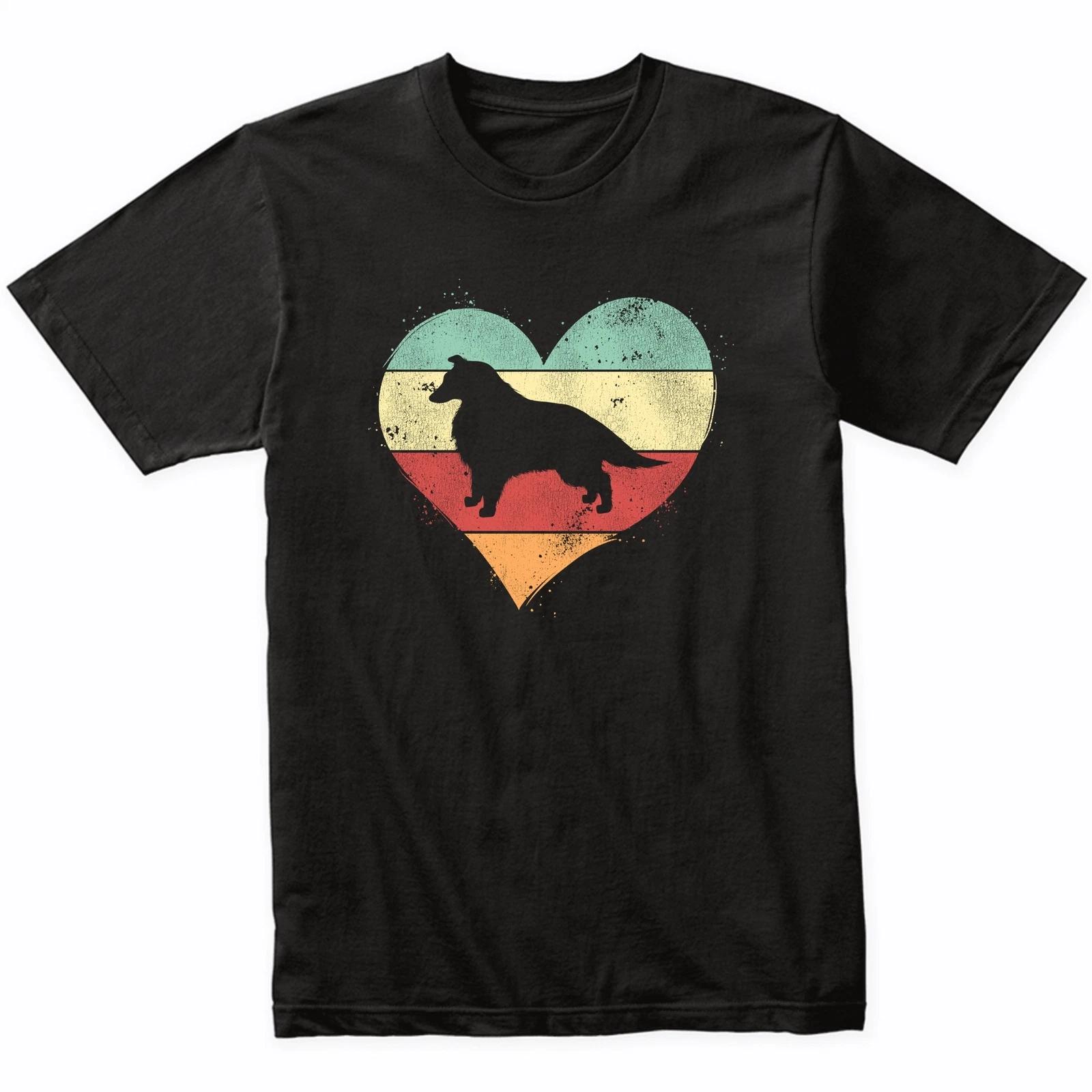 Retro Heart Collie Dog Breed Silhouette Dog Owner Love T-Shirt 3XL