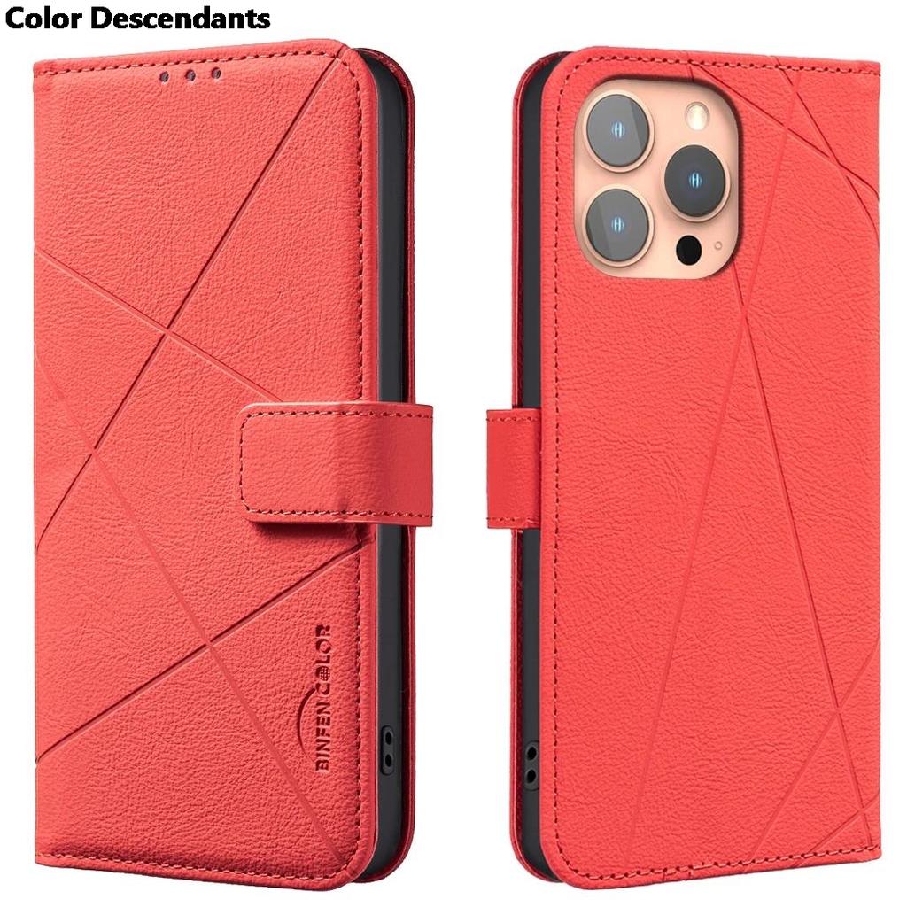 Flip Wallet Leather Cards Solt Book Case For iPhone 16 Pro Max 15 Plus 14 13 12 11 16E Embossed Lines Bag Business Phone Cover