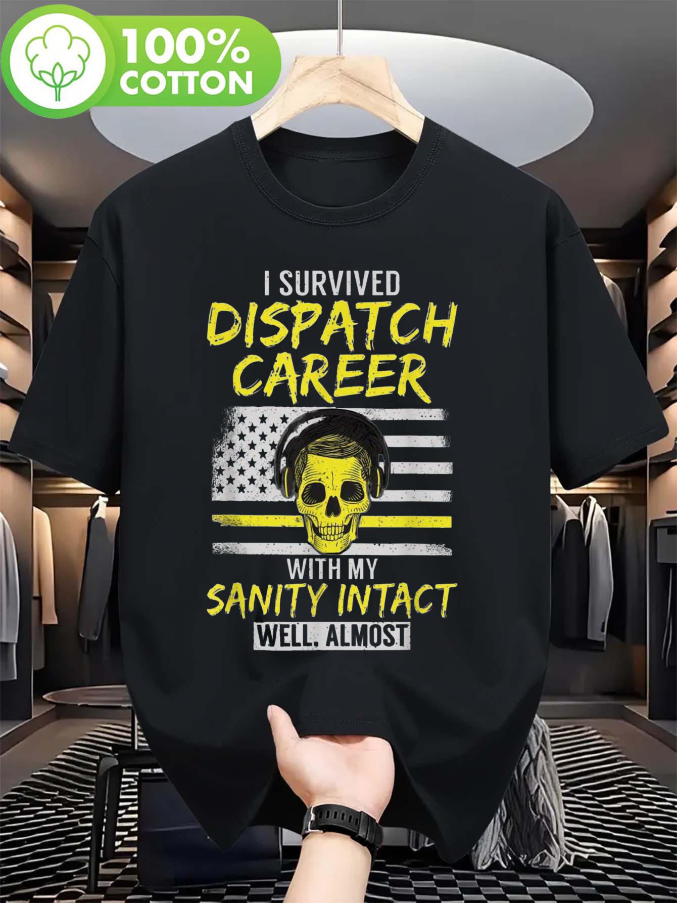Retired 911 Dispatcher Patriotic Tshirt - I Survived Disp... XXXL