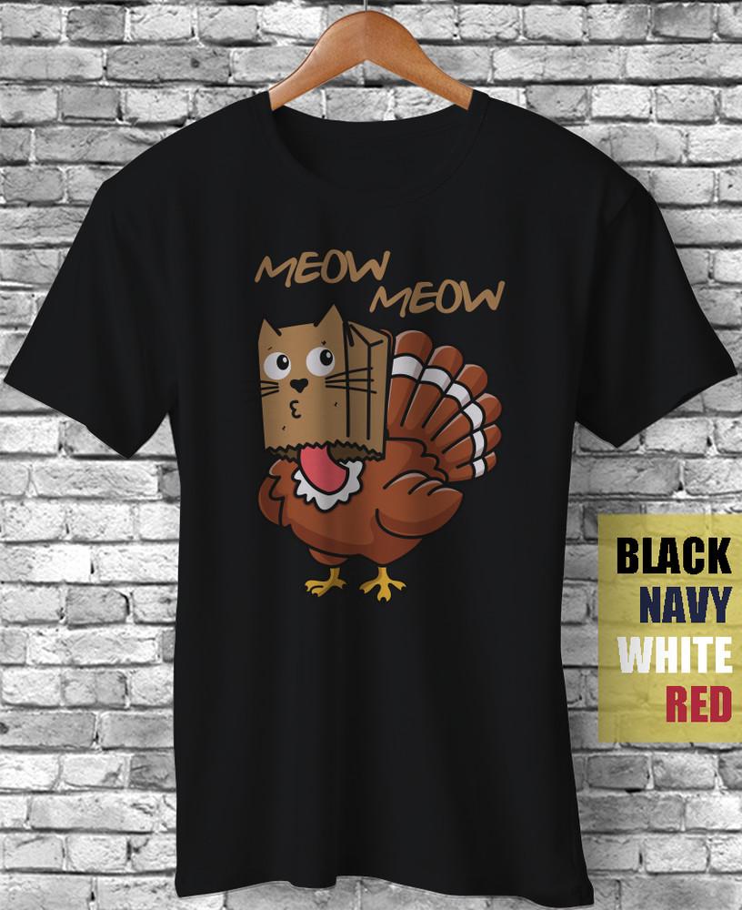 Thanksgiving Turkey Day Wearing Mask Fake Cat Meow Funny Gift Unisex T-Shirt Unisex T-Shirt L