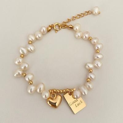 Qiqi Fashion Pearl Lucky Square Brand Love Bracelet Small Fresh Temperament Advanced Design Fashion Jewelry