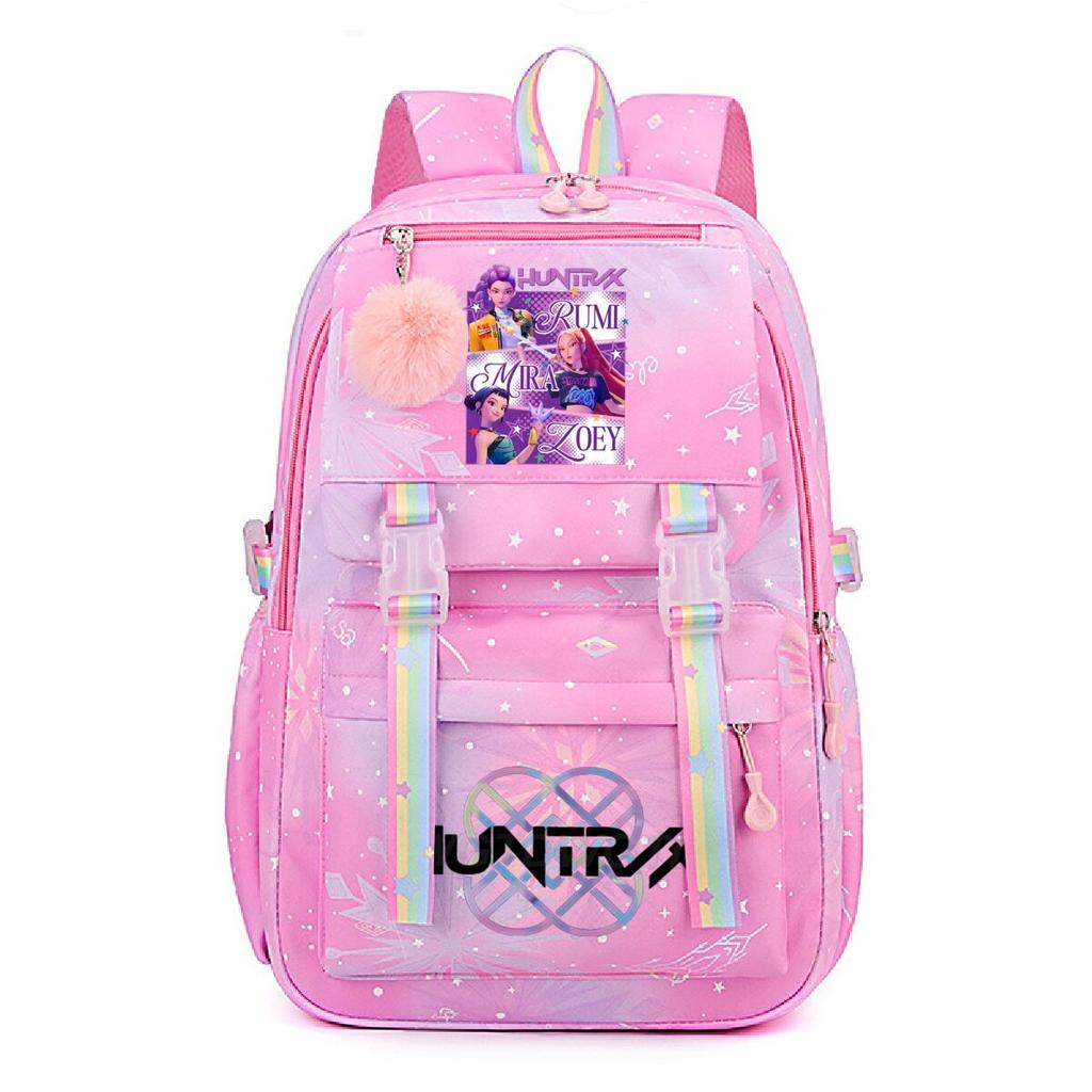 K-Pop Demon Hunters School Bag Kids Students Huntrix Girl Rainbow Dual-Shoulder Bag Boys Laptop Rucksack Outdoor Shouler Bag