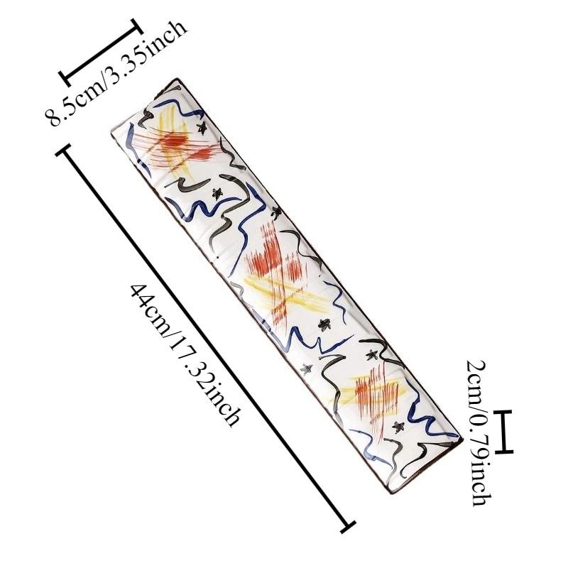 1PC Japanese-style Sushi Plate Tableware Creative Hand-painted Ceramic Day Strip Flat Sashimi Salmon Commercial Plate