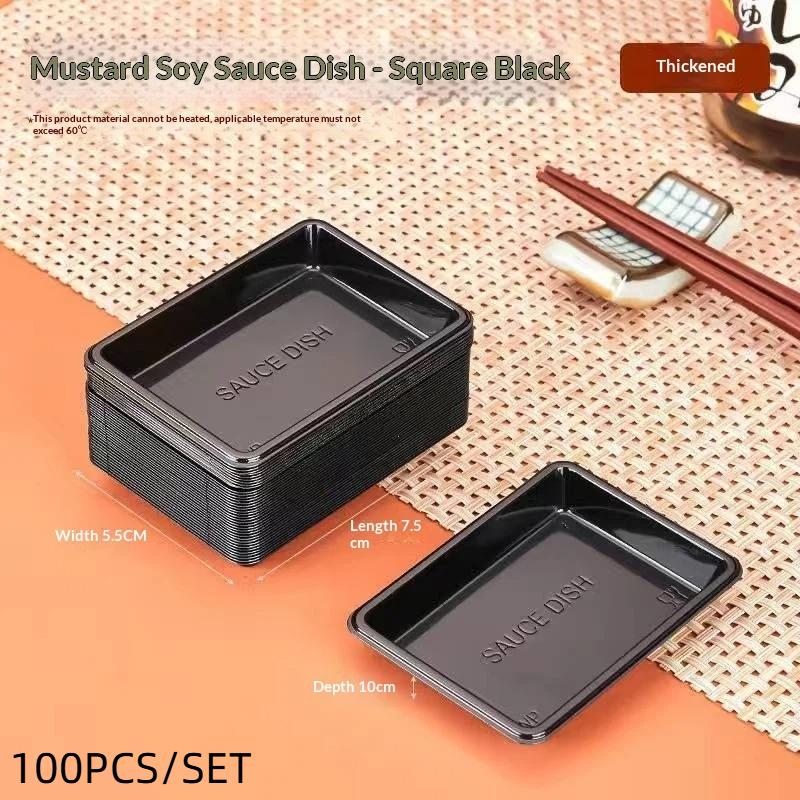 100Pcs Disposable Sauce Dish Sushi Seasoning Tray Plastic Mustard Bowl Dipping Plate Vinegar Container Serving Trays For Home