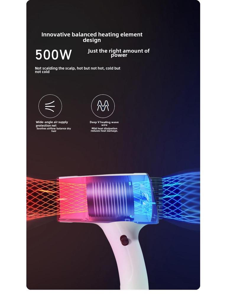 High-Speed Wireless Charging Ionic Hair Dryer - Powerful, Leafless Design for Quick Drying and Hair Care