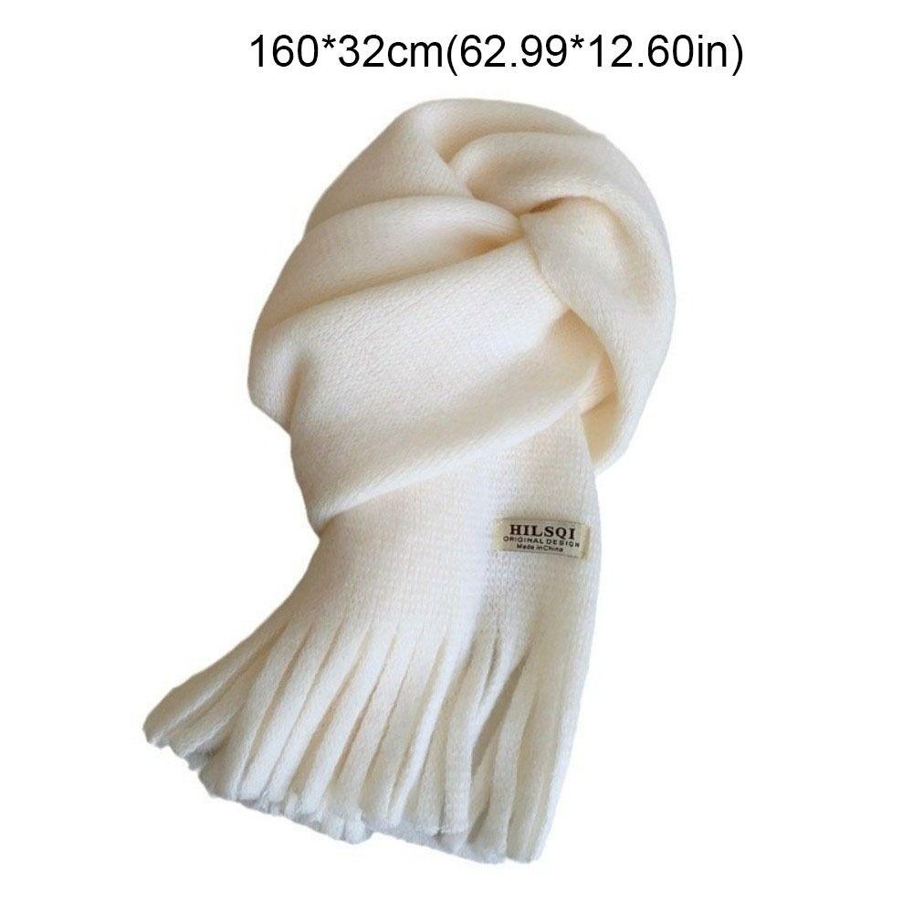 Eleganter Langer Fransen Winter Wollschal Verdickt Plüsch Winter Kaschmir Schals Einfarbige Koreanischer Stil Langes Tuch Student