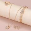Elegant Heart & Butterfly Jewelry Set for Women: Stylish European & American Design with Stud Earrings, Ring, Bracelet, and Necklace.