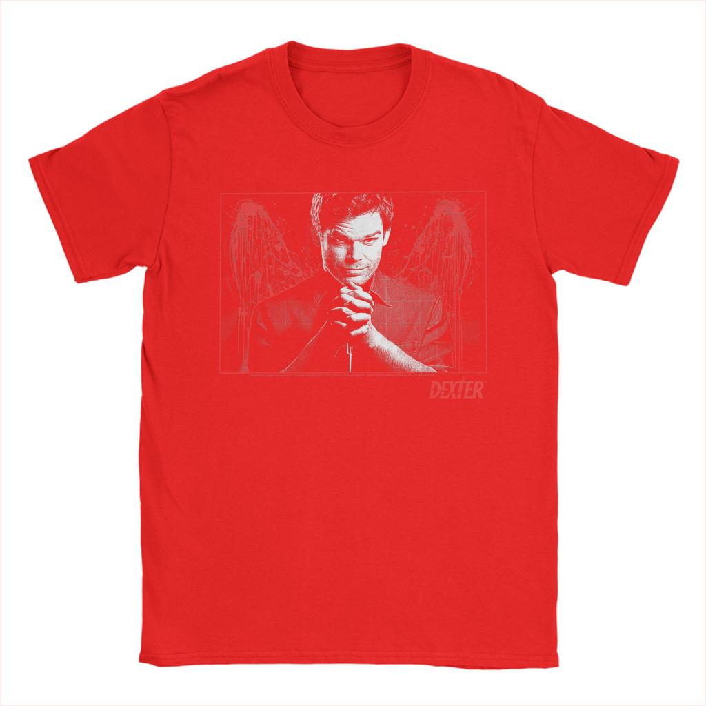 Dexter Blood Splatter Wings TV Show T-Shirt Summer Popular T-Shirts Men Cotton O-Neck Plus Size 5XL Tees Short Sleeve Y2K Tops
