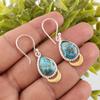 Blue Copper Turquoise Gemstone 925 Stamped Silver Handmade Jewelry Hook Earrings EE-162-42