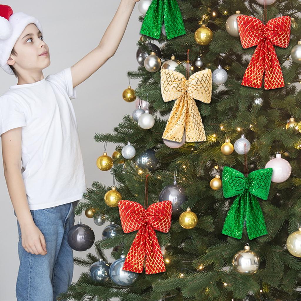 Christmas Decorations High-end Gold Velvet Bow Christmas Flocking Bow Large Red