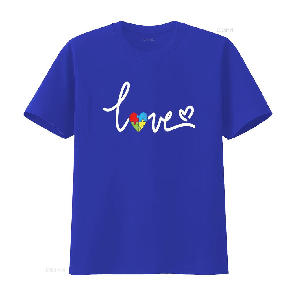 For T Shirt Autism Awareness Plus Size Black vintage Washed Versatile Comfortable Stretched fashion Top For Everyday Wear Soft