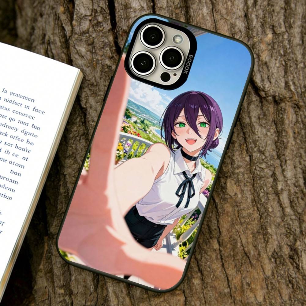 

Reze Chainsaw Man Phone Case For iPhone 17,16,15,14,13,12,11 Plus,Pro Max,XS,Colored Silver Plated Inside Cover iPhone13Pro