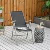 Folding Garden Chair in Aluminium and Textilene with Backrest Adjustable to 7 Levels, Black 65x55x85-105cm