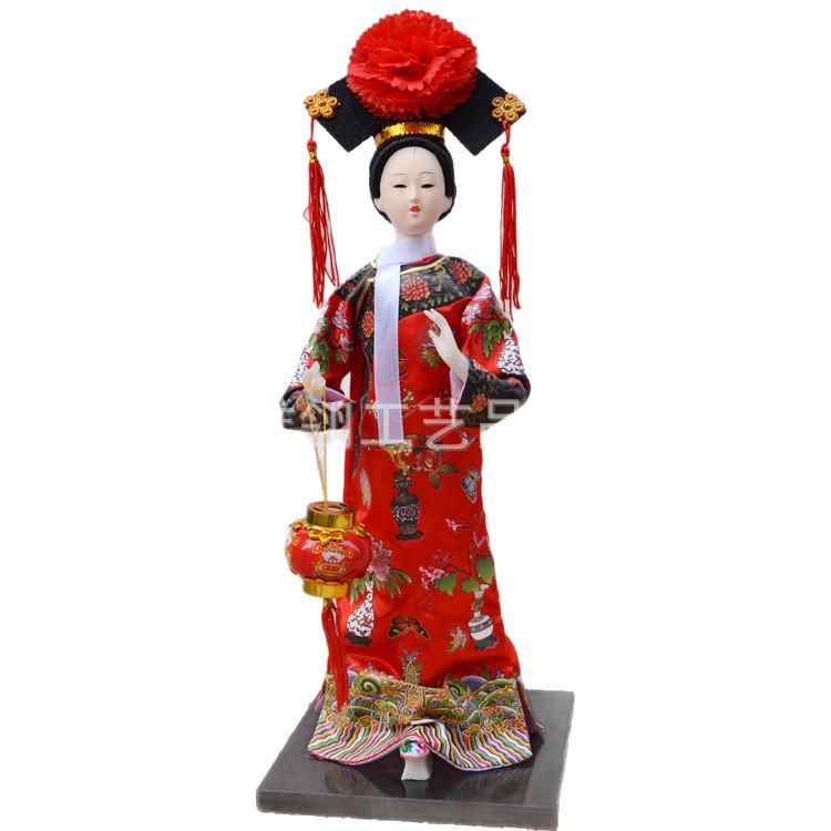 Seidenpuppenpuppe einer Prinzessin der Qing-Dynastie - Haus- & Hoteldekoration, Geschenk, Reiseandenken
