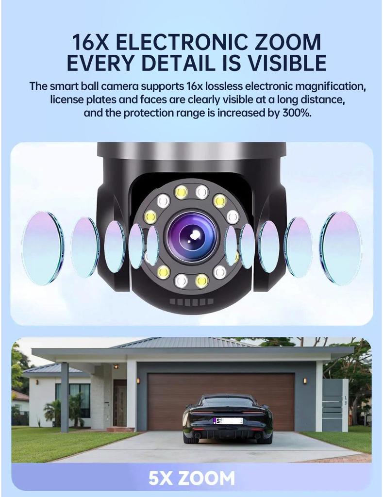HiEasy 4K Outdoor Wireless WiFi Surveillance Camera: Four-Lens, Home Monitoring