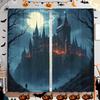 Set aus 2 Halloween Gothic Schloss Nachtszene Bedruckte Vorhänge Stangentasche Heimdekorationen Zimmer Hergestellt aus Polyester