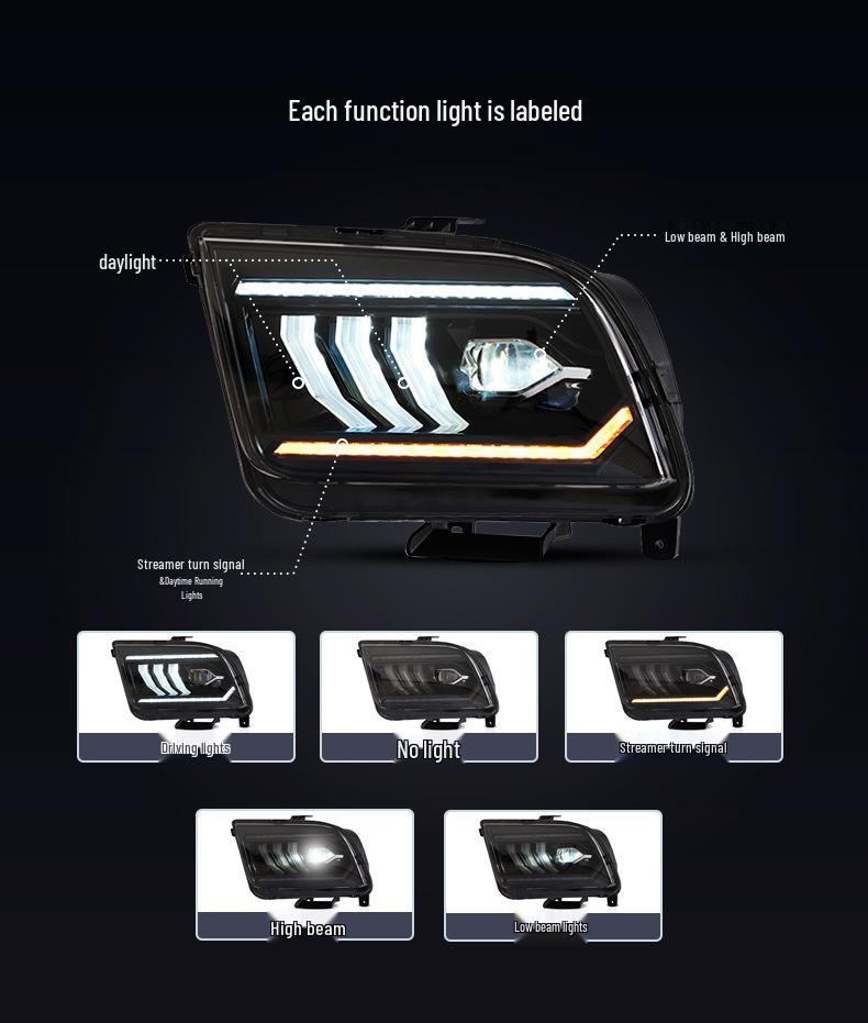 VLAND LED Headlight Assembly for 2005-2009 Ford Mustang