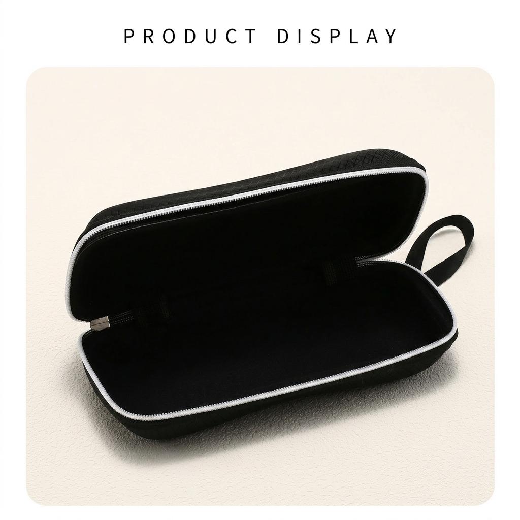 Black Check Pattern Glasses Box Compression Resistant Portable Eyewear Storage Zipper Sunglasses Case Classic Black For Campus