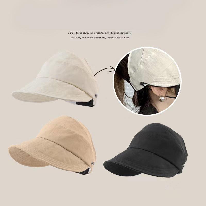 Foldable Wide Brim Ponytail Sun Hat Drawstring Adjustable Cap Summer Quick-Dry Visor Fisherman Capfor Women Beach Hat