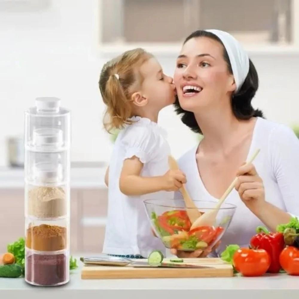 6pcs Airtight Seal Stackable Seasoning Bottle Removable Lids Seasoning Storage Box for Salt Spices